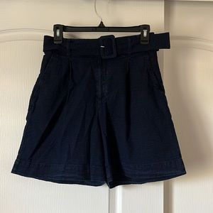 A New Day Dark Blue Cotton Shorts w/ Pockets & Belt